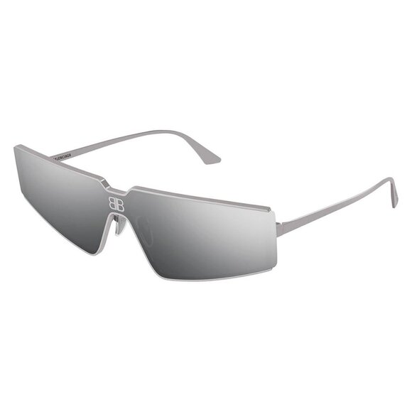 New BALENCIAGA Everyday Silver Shield BB0192S 004 Sunglasses Women - Picture 1 of 4